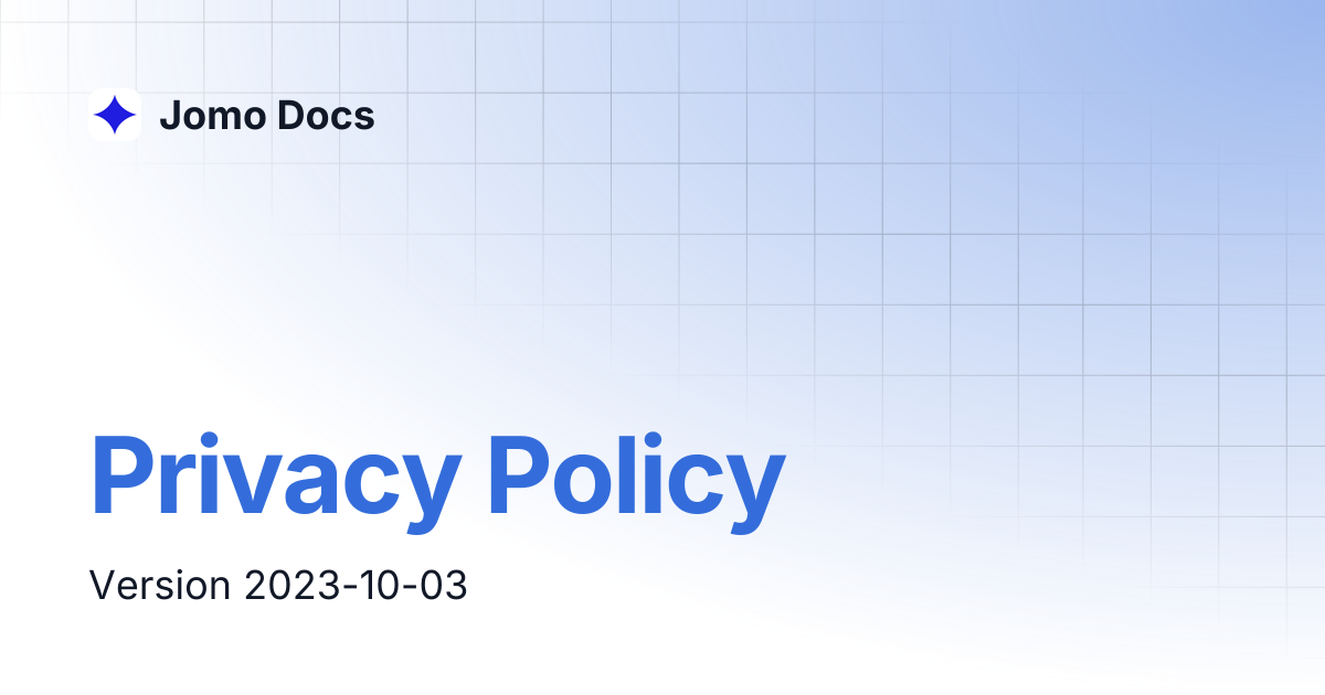 Privacy Policy | Jomo Docs